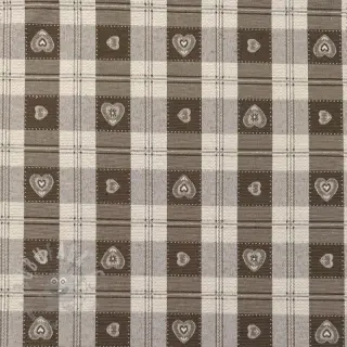 Sisustuskangas jacquard DOUBLE FACE Landhaus Heart Check taupe