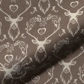 Sisustuskangas jacquard DOUBLE FACE Landhaus Deer Heart taupe