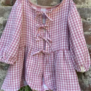 Kaksinkertainen harsokangas/musliini Double sided CHECKS MINI mauve