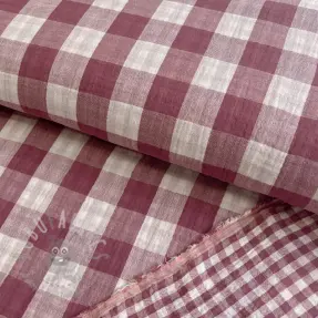 Kaksinkertainen harsokangas/musliini Double sided CHECKS MINI rosewood