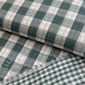 Kaksinkertainen harsokangas/musliini Double sided CHECKS MINI cyan