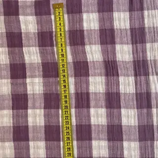 Dvojitá gázovina/mušelín Double sided CHECKS MINI grape