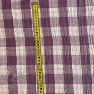 Kaksinkertainen harsokangas/musliini Double sided CHECKS MINI grape