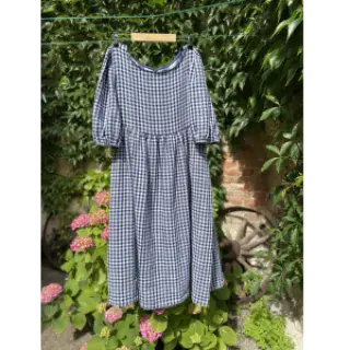 Dvojitá gázovina/mušelín Double sided CHECKS MINI navy