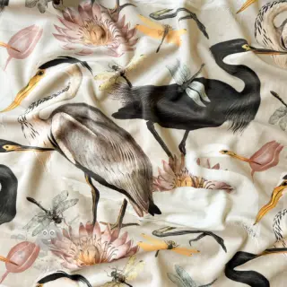 Sisustuskangas VELVET Heron bird camel