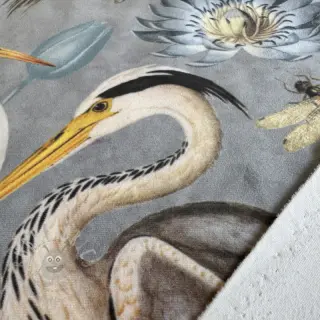 Sisustuskangas VELVET Heron bird steel grey