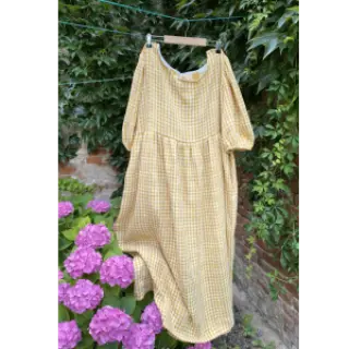 Dvojitá gázovina/mušelín Double sided CHECKS MINI ochre