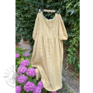Kaksinkertainen harsokangas/musliini Double sided CHECKS MINI ochre