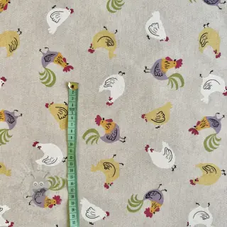 Sisustuskangas Linenlook Rooster And Chick