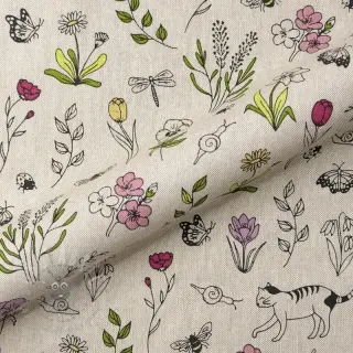Sisustuskangas Linenlook Spring Doodle Time