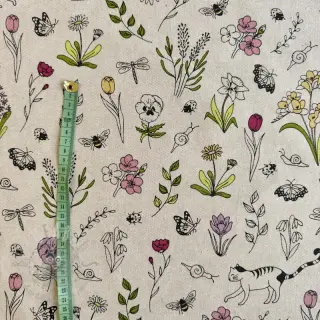 Sisustuskangas Linenlook Spring Doodle Time