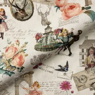 Sisustuskangas premium Linenlook Poetry Romantic Scene digital print
