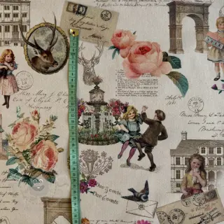 Sisustuskangas premium Linenlook Poetry Romantic Scene digital print