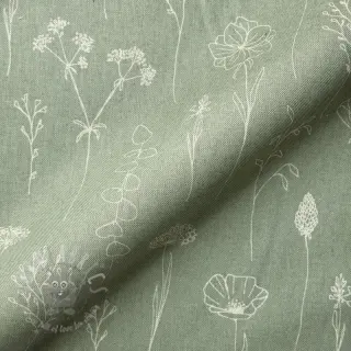 Sisustuskangas Linenlook Fine Fragile Flower old green