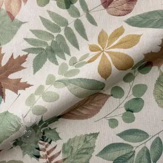 Sisustuskangas Linenlook Coloured Leaf Mix digital print