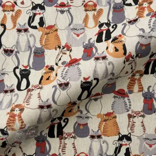 Sisustuskangas Linenlook Cat Dress Up