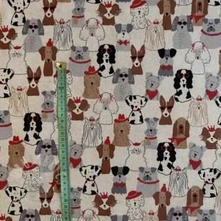 Sisustuskangas Linenlook Dog Dress Up