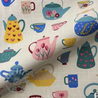 Sisustuskangas premium Happy Teapot Party