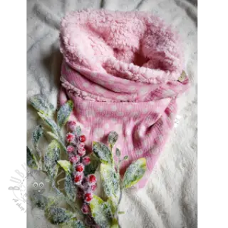 Kaksinkertainen harsokangas/musliini JACQUARD Dots pink