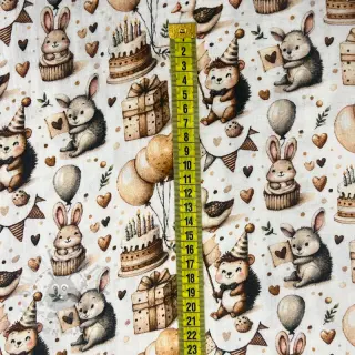 Kaksinkertainen harsokangas/musliini Cuties design D digital print