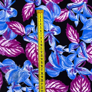 Viskoosi RADIANCE Anabella leaves black digital print