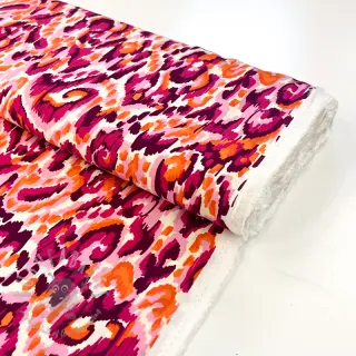 Viskoosi STRETCH Ikat fuchsia