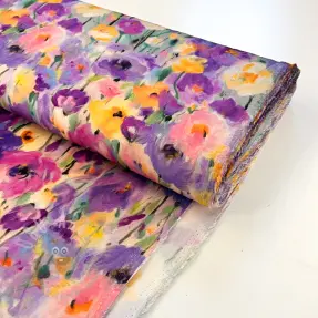Viskoosi SATIN Lavender flowers digital print