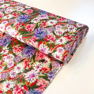 Viskoosi SATIN Old fashion flowers digital print