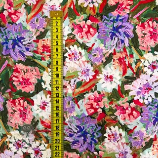 Viskoosi SATIN Old fashion flowers digital print