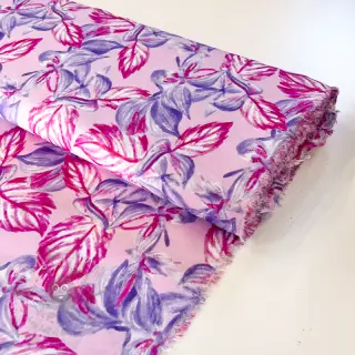 Viskoosi RADIANCE Anabella leaves pink digital print