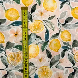 Kaksinkertainen harsokangas/musliini Fresh lemons digital print