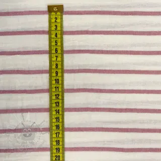 Kaksinkertainen harsokangas/musliini YARN DYED Thin strip mauve