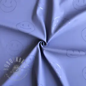 Látka na pršiplášť Happy faces purple