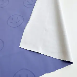 Látka na pršiplášť Happy faces purple