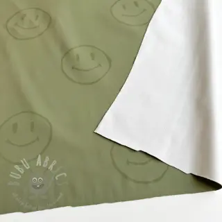 Sadetakkikangas Happy faces army green