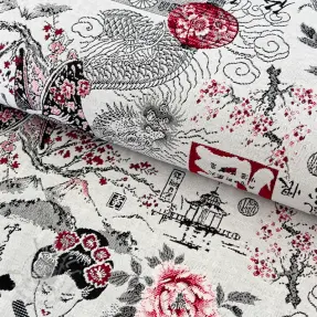 Sisustuskangas jacquard Akita blanc