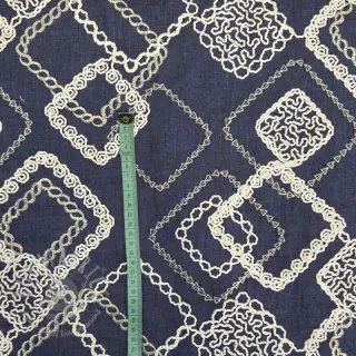 Puuvillakangas JEANS EMBROIDERY Square dark blue