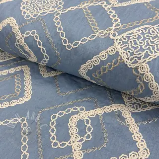 Puuvillakangas JEANS EMBROIDERY Square light blue