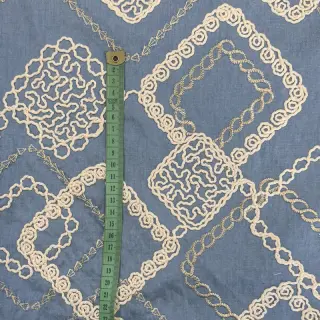 Bavlnená látka JEANS EMBROIDERY Square light blue
