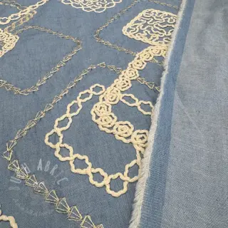 Puuvillakangas JEANS EMBROIDERY Square light blue