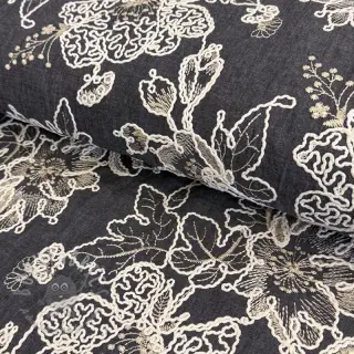 Bavlnená látka JEANS EMBROIDERY Bouquet black