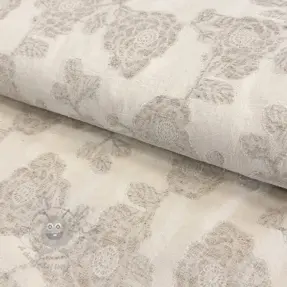 Puuvillakangas pellavalla JACQUARD Peony flowers