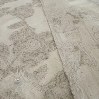Puuvillakangas pellavalla JACQUARD Peony flowers