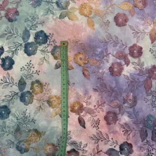 Puuvillakangas TIE DYE EMBROIDERY Poppy design C