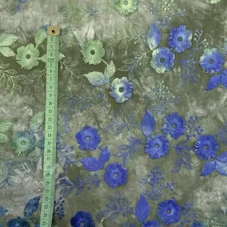 Puuvillakangas TIE DYE EMBROIDERY Poppy design B