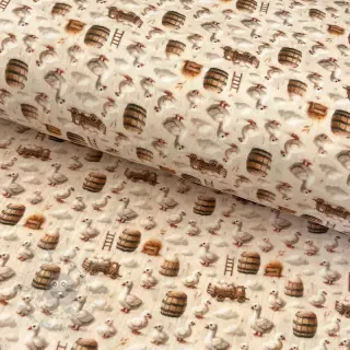 Kaksinkertainen harsokangas/musliini Little farm animals design C digital print