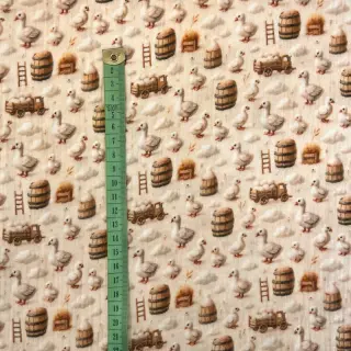 Dvojitá gázovina/mušelín Little farm animals design C digital print