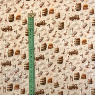 Kaksinkertainen harsokangas/musliini Little farm animals design C digital print