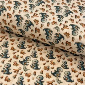 Dvojitá gázovina/mušelín Baby dino design B digital print