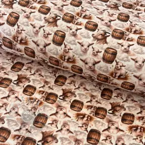 Kaksinkertainen harsokangas/musliini Little farm animals design D digital print
